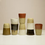 kubek Piegus, ceramiczny kubek z piegowatej gliny w kolorze białym, kubek na latte, duży kubek